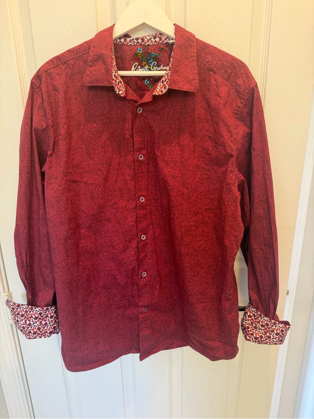 Robert Graham Mens Button Down Sport Shirt Size 2XL floral accent